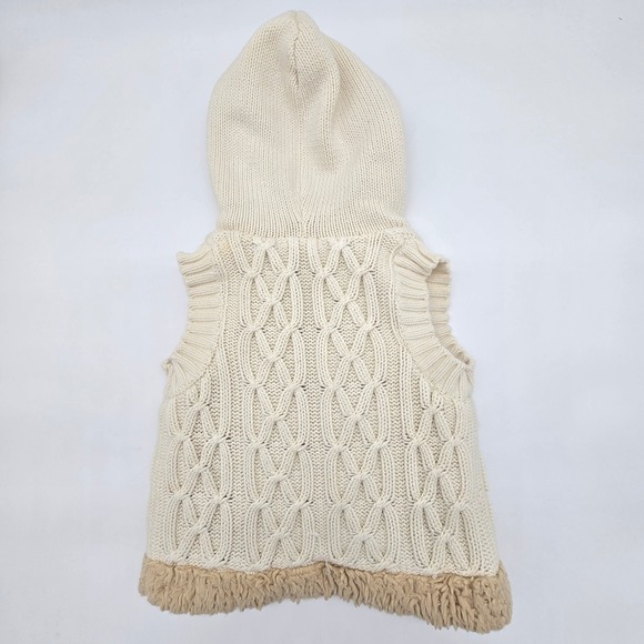 Roxy Kids Cream Cable Knit Sherpa Lined Hooded Vest Size Girls Small - Picture 2 of 3